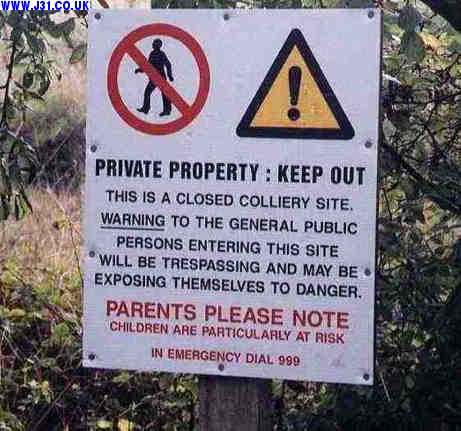 Sign outside derelict pit site 1999